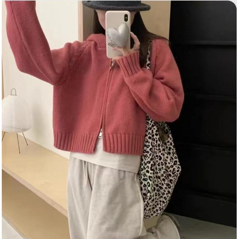 Damen Hoodie-Cardigan Kuschelig Reißverschluss Große Taschen Grau