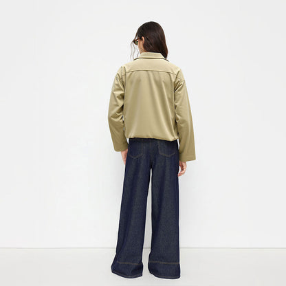 Damen Kurzjacke Elastisch Reißverschluss Eveloria