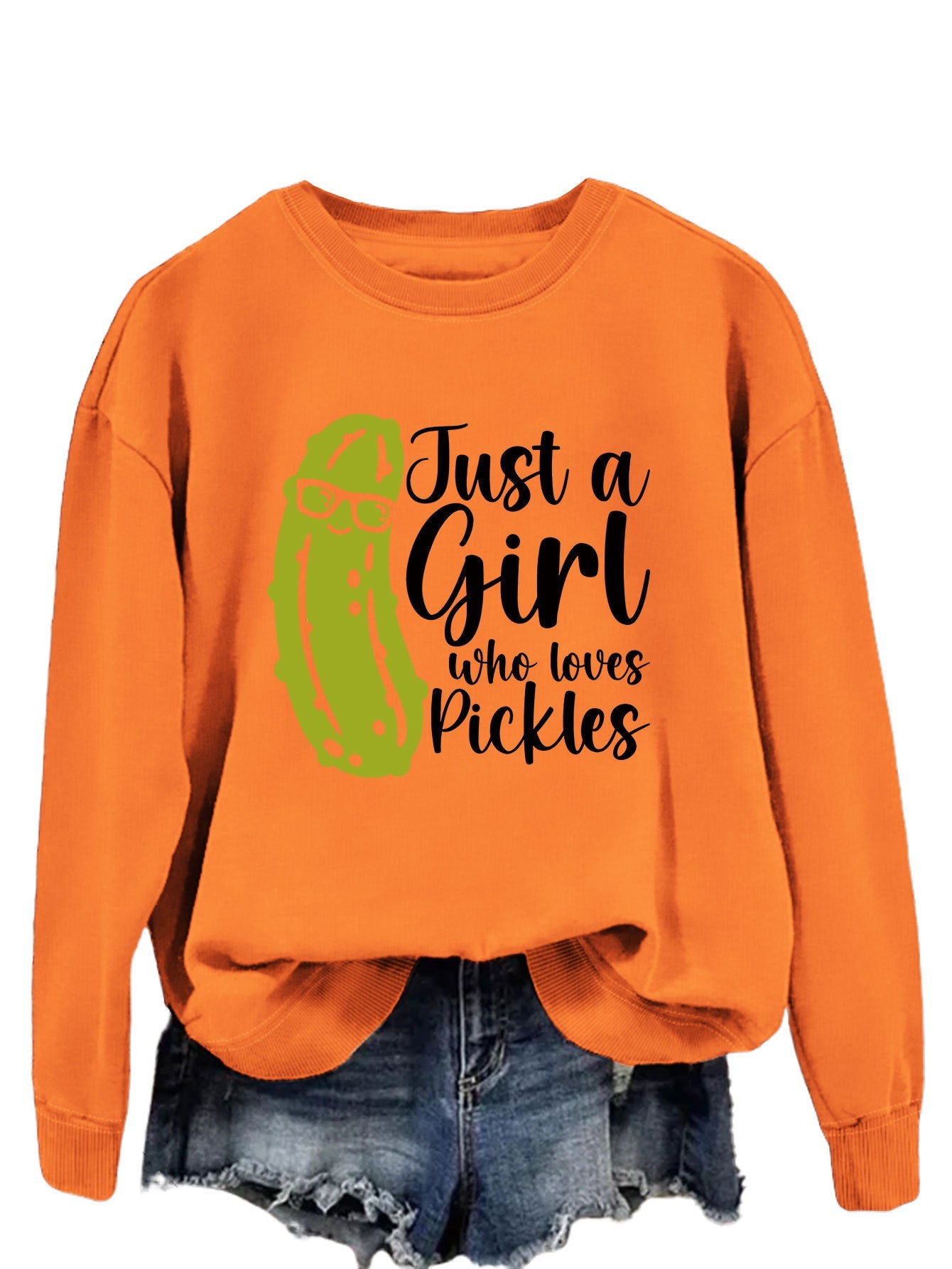 Damen Sweatshirt mit Gurkenmotiv und Lässigem Schnitt