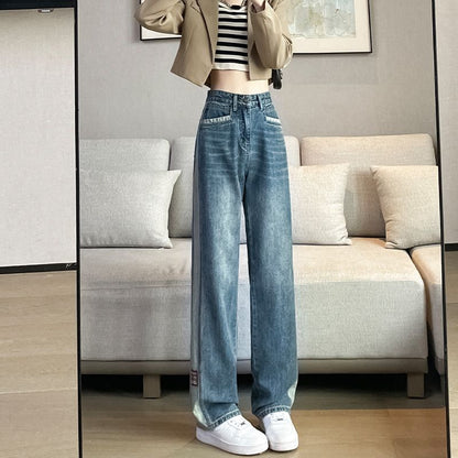 Damen Weite Jeans seitliche Streifen Eveloria
