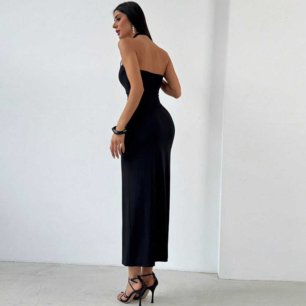 Damen Maxikleid Kreuz-Ausschnitt Figurbetonend Eveloria