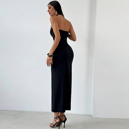 Damen Maxikleid Kreuz-Ausschnitt Figurbetonend Eveloria