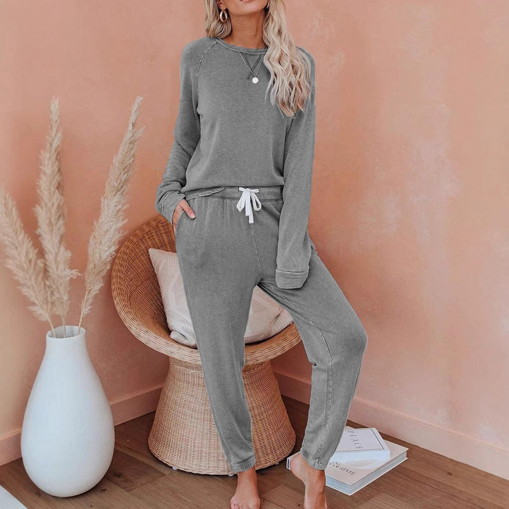 Damen Lounge-Set Oversized-Pullover und Hose Bequem Grau Eveloria