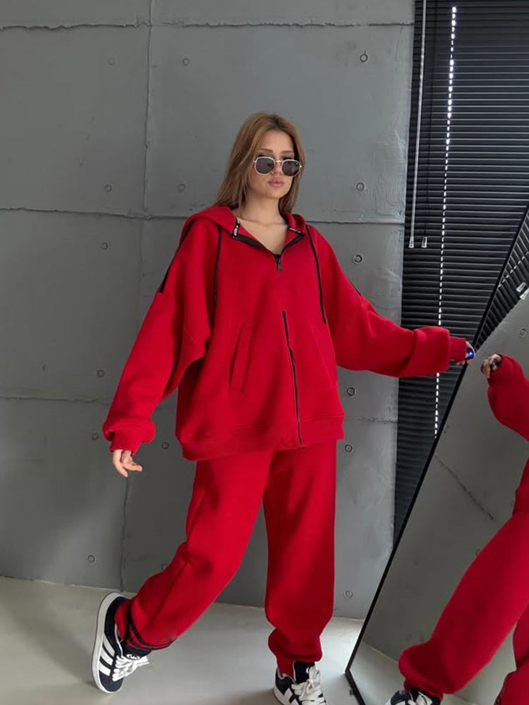 Damen Hoodie Doppelter Reißverschluss Lässiger Schnitt Eveloria