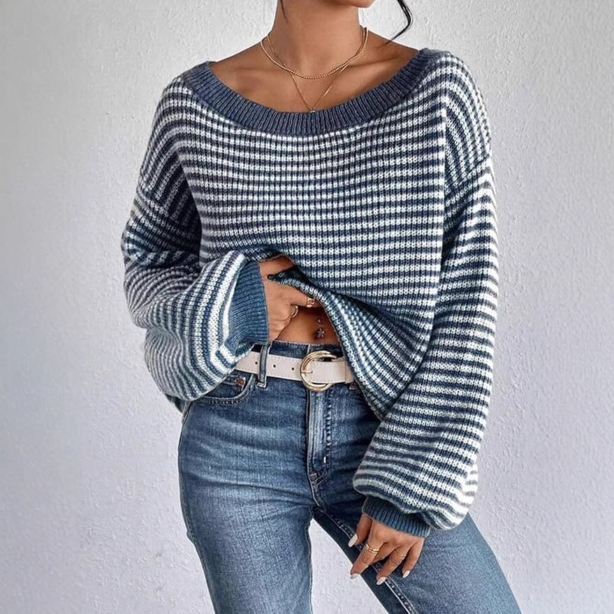 Damen Grobstrickpullover Rundhalsausschnitt Lässig - Eveloria