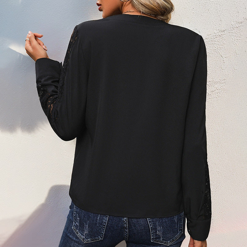 Damen Bluse Spitzeneinsätze Eveloria