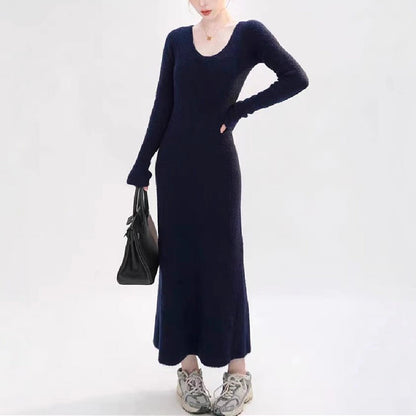Damen Strickkleid V-Ausschnitt Figurbetont Eveloria