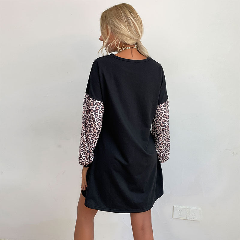 Damen T-Shirt mit Tiermuster Ärmeln und bequemer Passform