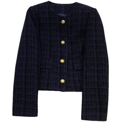 Damen Bouclé-Jacke Strukturiert Goldknöpfe Beige