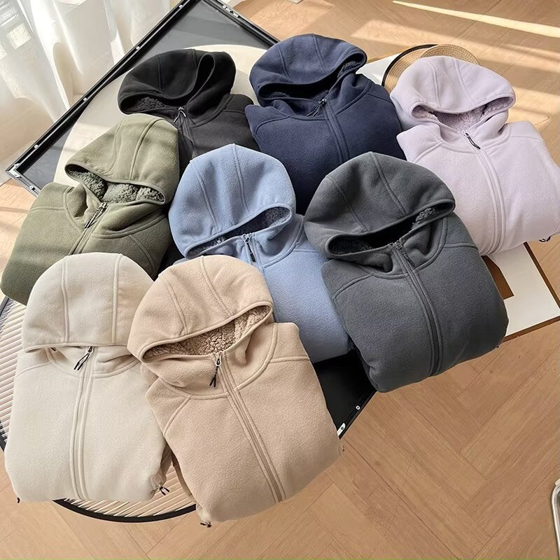 Damen Fleecejacke Kuscheliges Innenfutter Reißverschluss Taschen