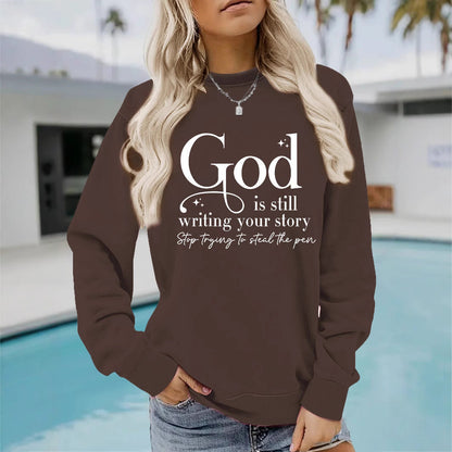 Damen Sweatshirt Inspirierender Schriftzug Grau