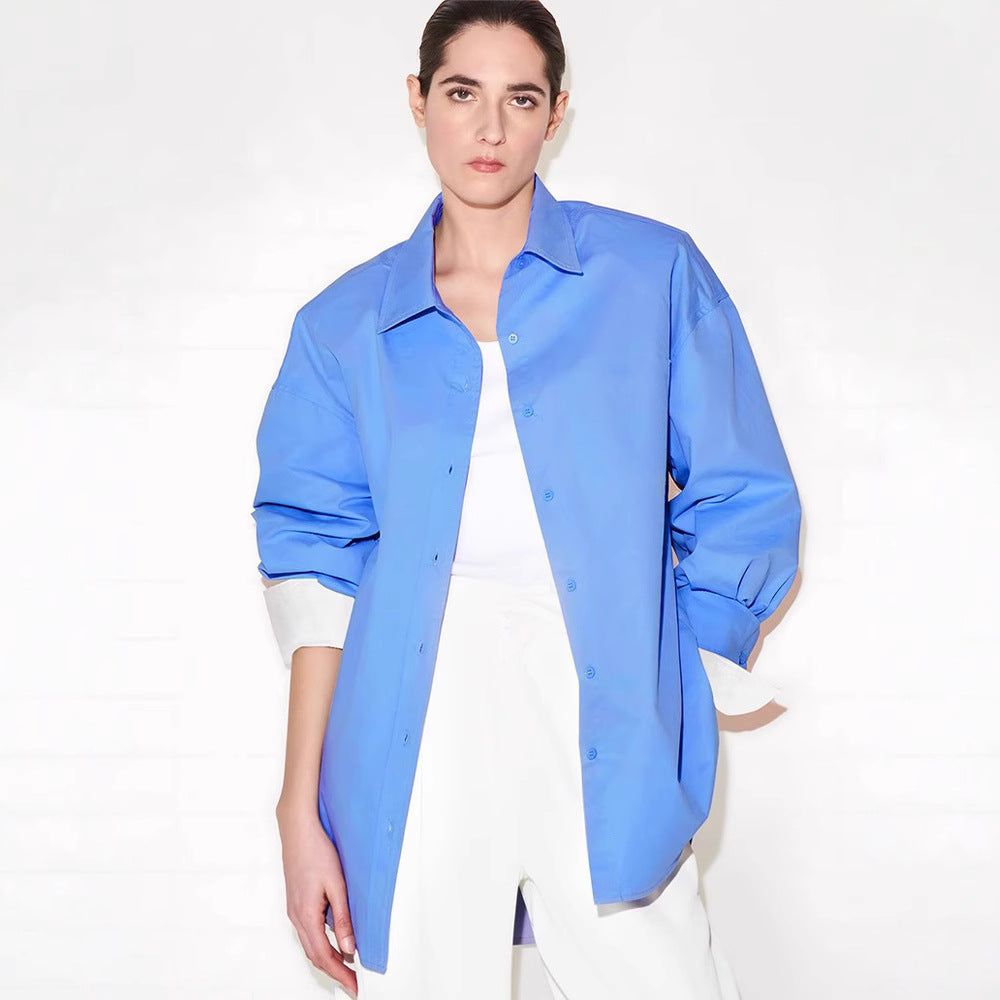 Damen Bluse mit Kurzärmeln Eveloria Elegance Baumwolle Weiß - Eveloria
