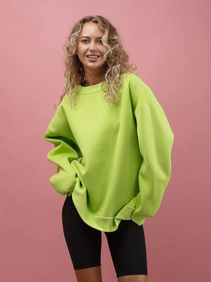 Damen Sweatshirt Weiches Innenfutter Breite Schultern Grau