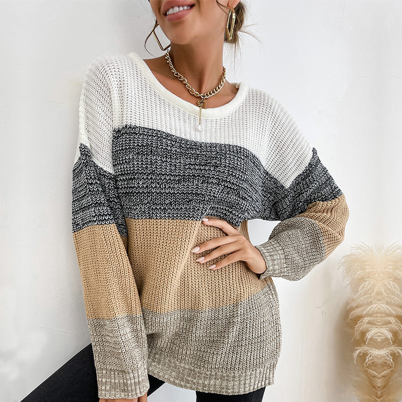 Damen Strickpullover Lässig Blockfarben Eveloria - Eveloria