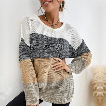 Damen Strickpullover Lässig Blockfarben Eveloria - Eveloria