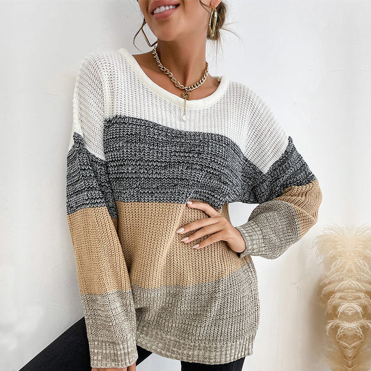 Damen Strickpullover Lässig Blockfarben Eveloria - Eveloria