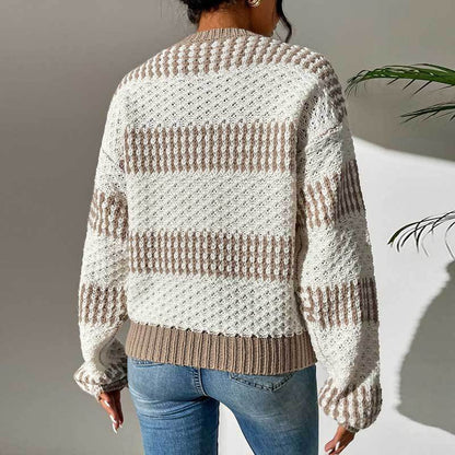 Damen Strickpullover Oversized Strukturmuster
