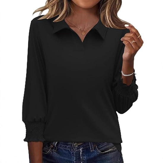Damen Poloshirt Rüschendetails Elegantes Design Eveloria