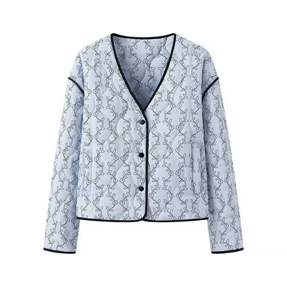 Damen Steppjacke Tailliert Grafisches Muster Eveloria