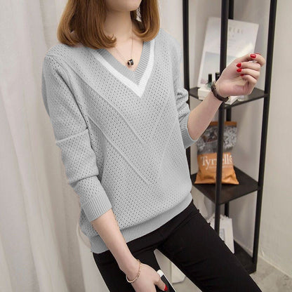 Damen Pullover V-Ausschnitt Strukturiertes Muster Eveloria