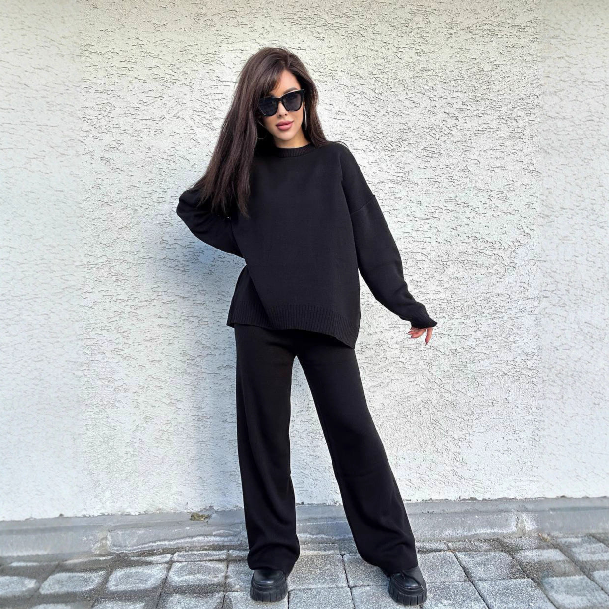Damen Strickpullover Weit Schnitt Eveloria