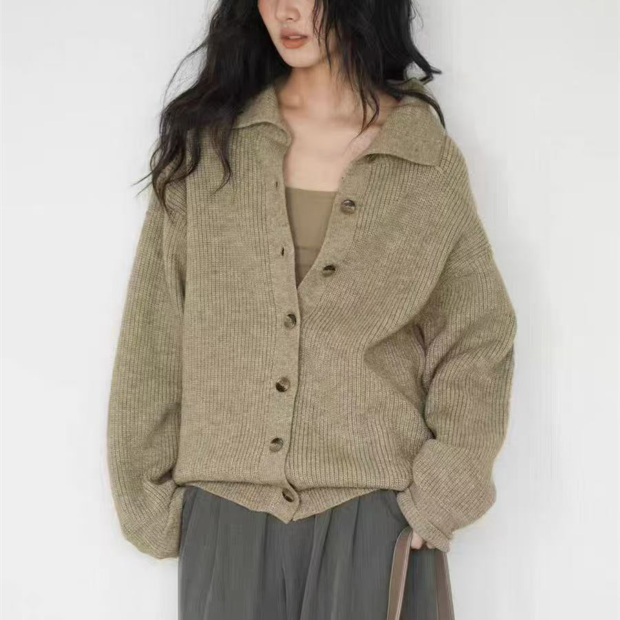 Damen Strickjacke Gemütlich Breite Ärmel Dekorative Knöpfe Eveloria - Eveloria
