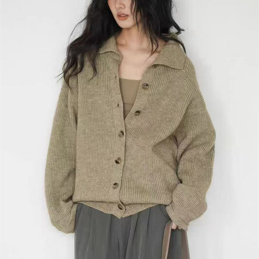 Damen Strickjacke Gemütlich Breite Ärmel Dekorative Knöpfe Eveloria - Eveloria