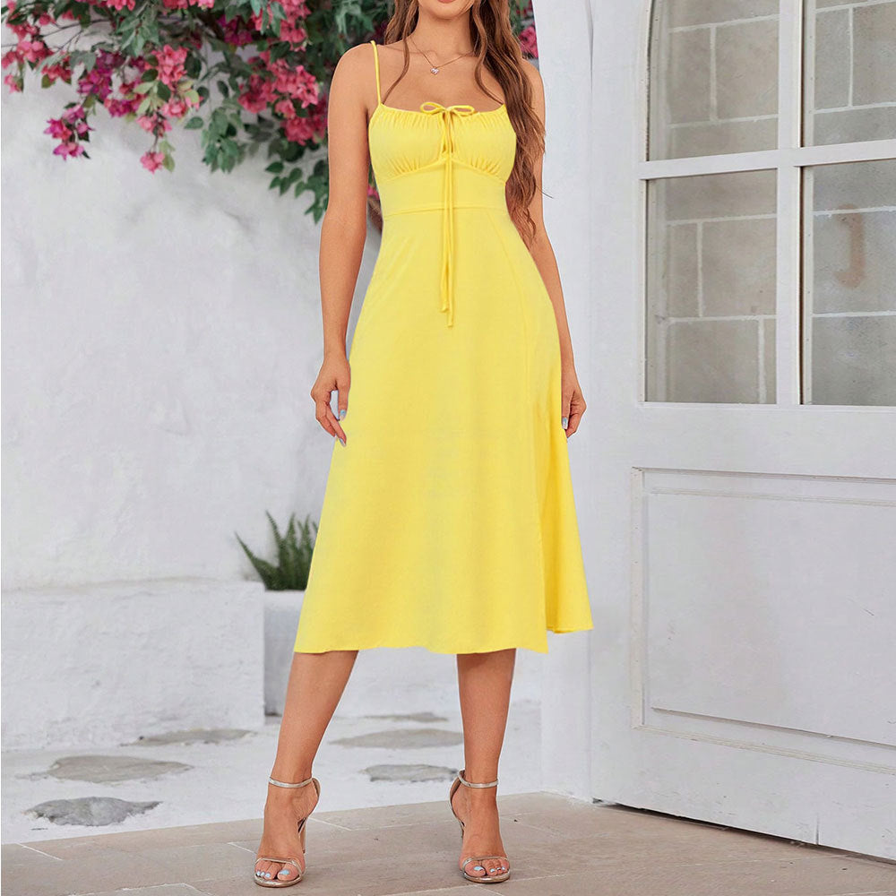 Damen Maxikleid mit verstellbaren Trägern und Taillenzug