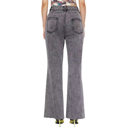 Damen High-Waist Flared Jeans mit Nähten und hohem Bund