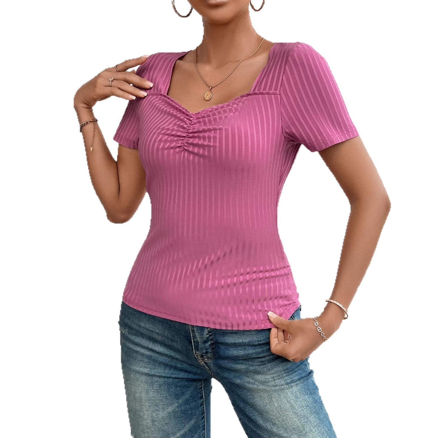 Damen Ripp- V-Ausschnitt Elegant