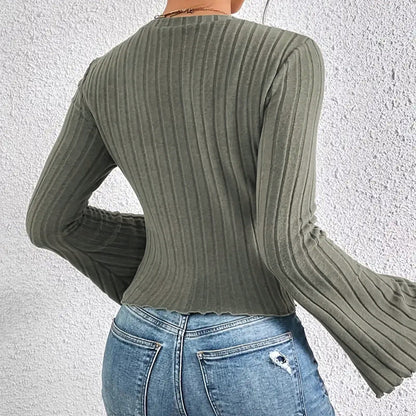 Damen Oberteil Langärmlig Rüschendetails Elegant Eveloria