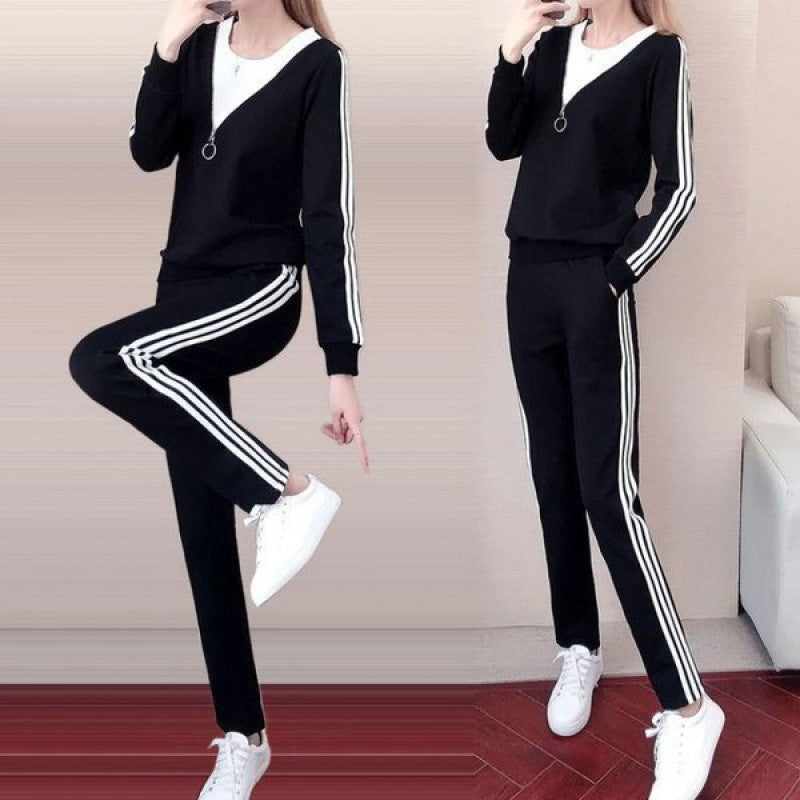 Damen Sportliches Lounge-Set mit Reißverschluss und Streifen Eveloria