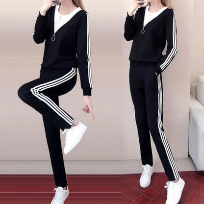 Damen Sportliches Lounge-Set mit Reißverschluss und Streifen Eveloria