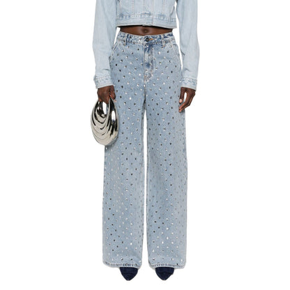 Damen Weite Jeans Glitzernde Applikationen Eveloria