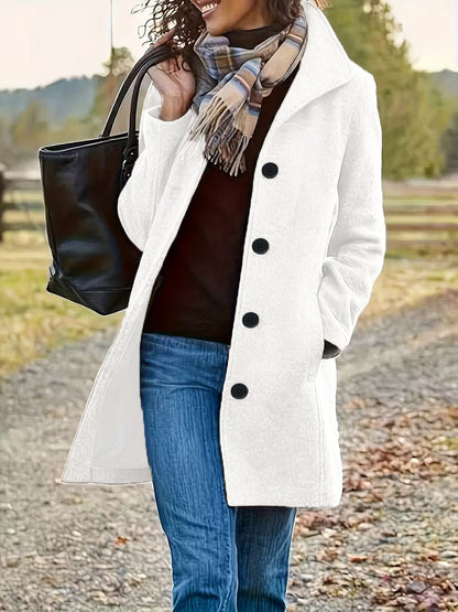 Damen Wollmantel Elegantes Design mit Kragen und Taschen