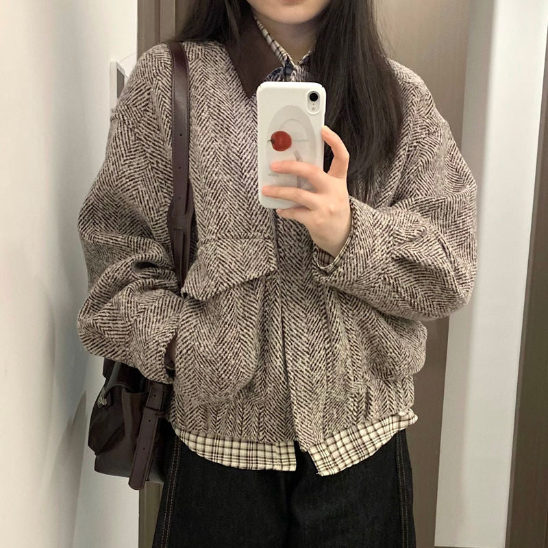 Damen Wolljacke Karomuster Eveloria