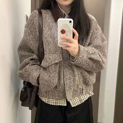 Damen Wolljacke Karomuster Eveloria