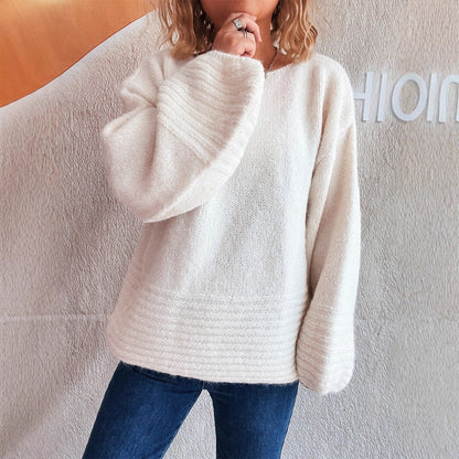 Damen Oversized Pullover Strukturstrick Beige