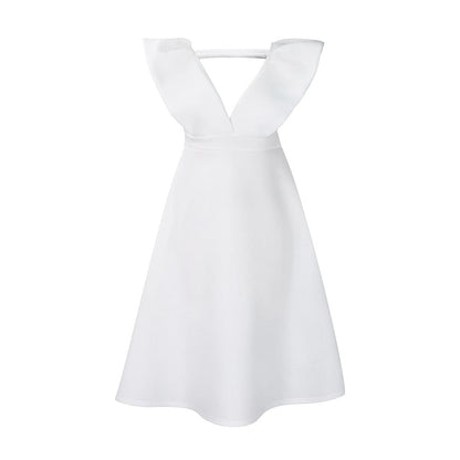 Damen Swing-Kleid Asymmetrischer Ausschnitt Rüschendetails