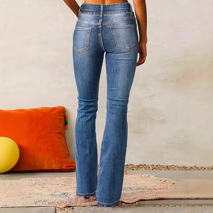 Damen Hochtaillen Bootcut Jeans Eveloria