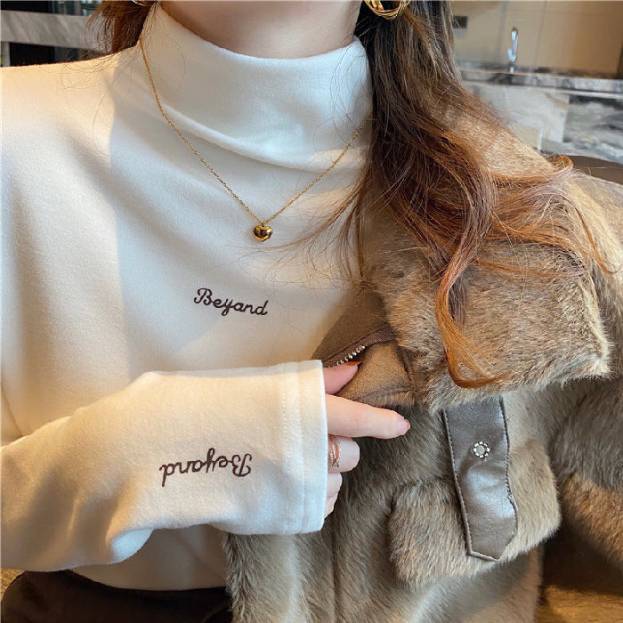 Damen Turtleneck-Pullover Eveloria mit Schriftzug