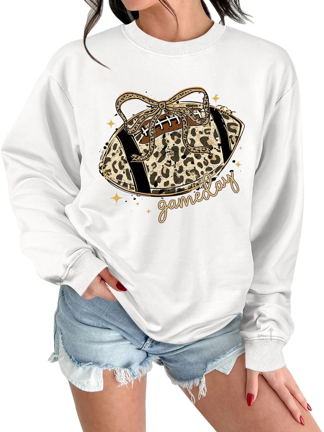 Damen Sweatshirt Sportmotiv Lässig Grau Eveloria