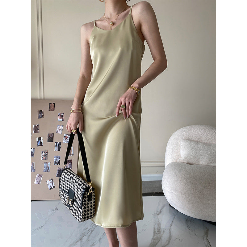 Damen Maxikleid dünn Spaghettiträger Fließend Eveloria