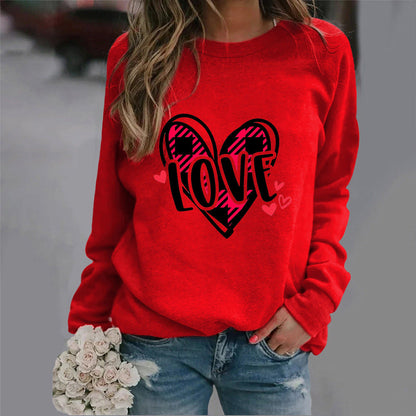 Damen Sweatshirt Herzdesign Lässig Grau Eveloria