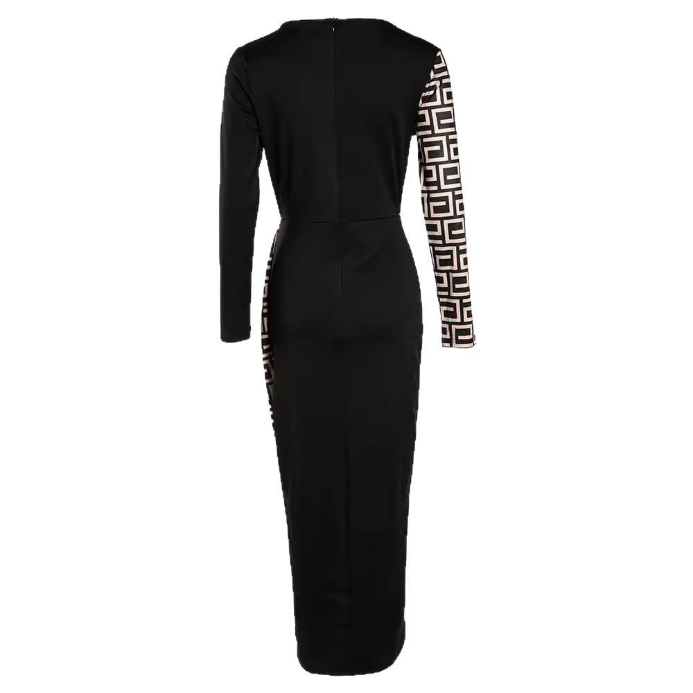 Damen Wickelkleid mit grafischem Muster und hohem Schlitz