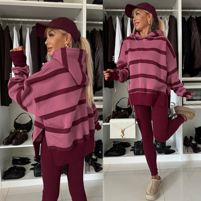 Damen Kapuzenpullover Animal-Print Erweiterte Ärmel Eveloria