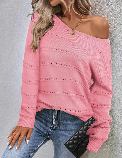 Damen Strickpullover Luftig Weit Geschnitten Eveloria