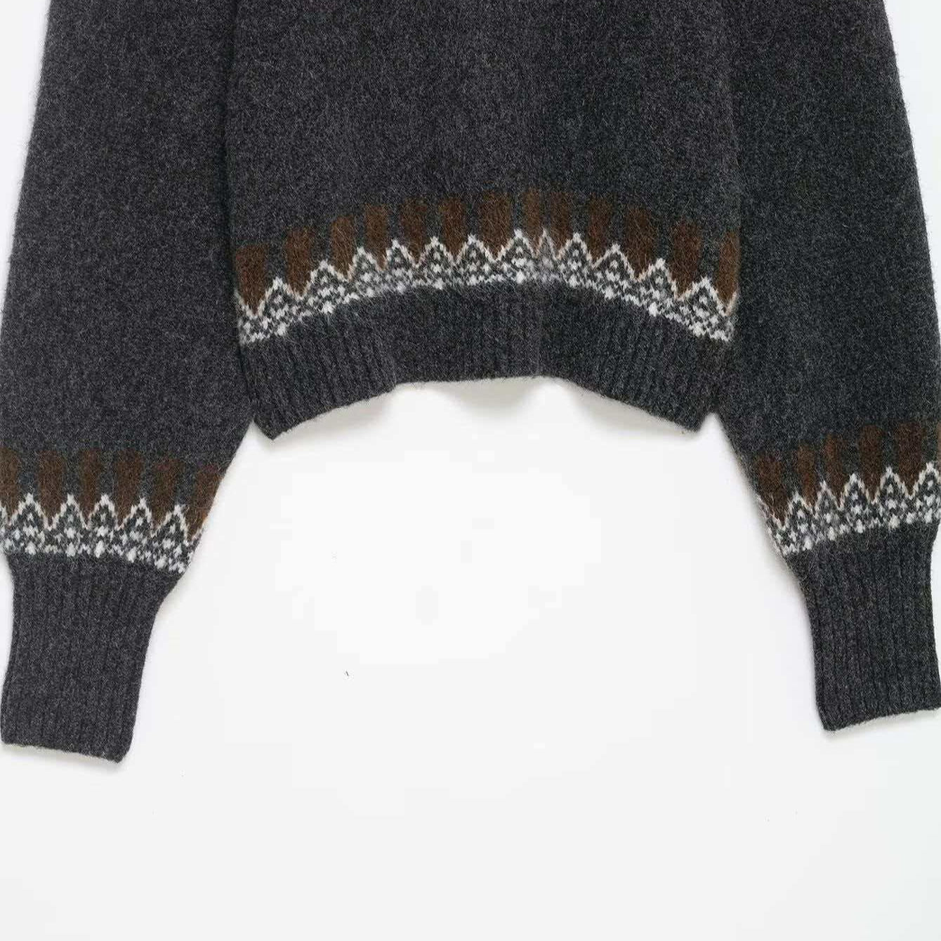 Damen Strickpullover Norwegermuster Weit Eveloria