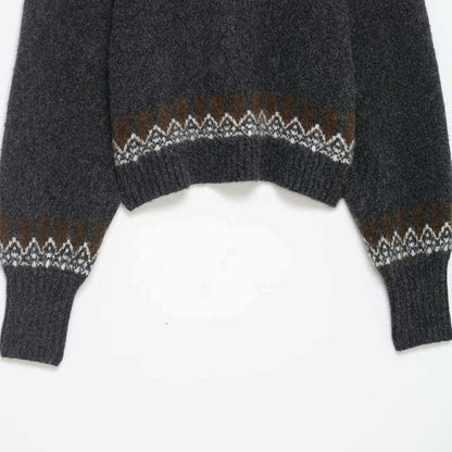 Damen Strickpullover Norwegermuster Weit Eveloria