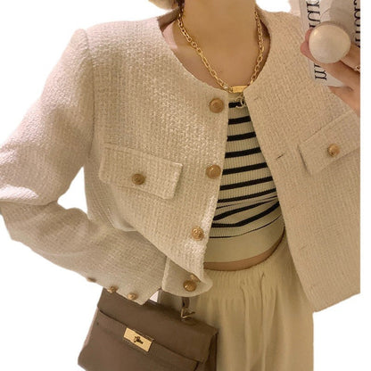 Damen Kurzblazer Elegant Goldknöpfe Modern
